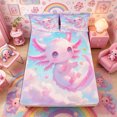 thumbnail image 3 of Meiyoeat Pink Cartoon Axolotl King Sheets 4Pcs,Dreamy Star Cloud Pattern Bedding,1 Flat Sheet,1 Fitted Sheet and 2 Pillowcases, 3 of 6