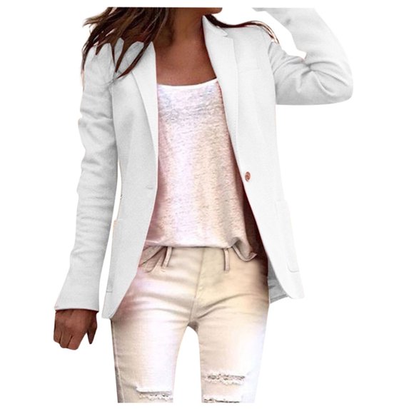 asdoklhq Womens Plus Size Coats Clearance Women Casual Fashion Solid Color Long Sleeve Slim Jacket Suit