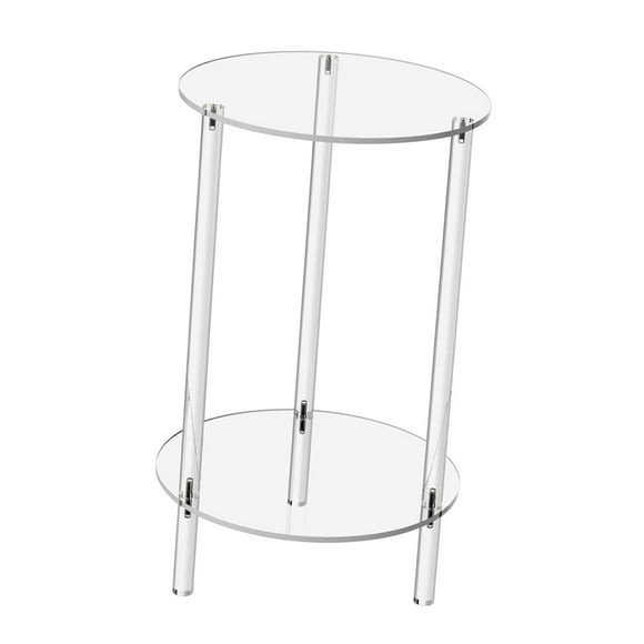 Lipstore Acrylic Round Side Table Clear End Table Drink Table for Balcony Living Room