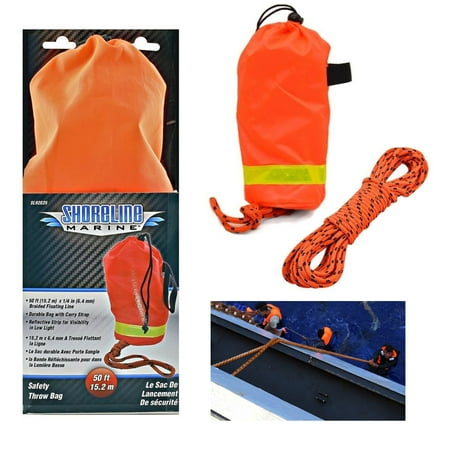 1 Shoreline Marine Throw Rope Rescue Line Reflective Boat Anchor Safety (Best Anchor Rope Bag)