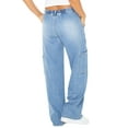 thumbnail image 4 of Celebrity Pink Women's and Women's Plus Cargo Wide Leg Jeans, Sizes XS-4X, 4 of 5
