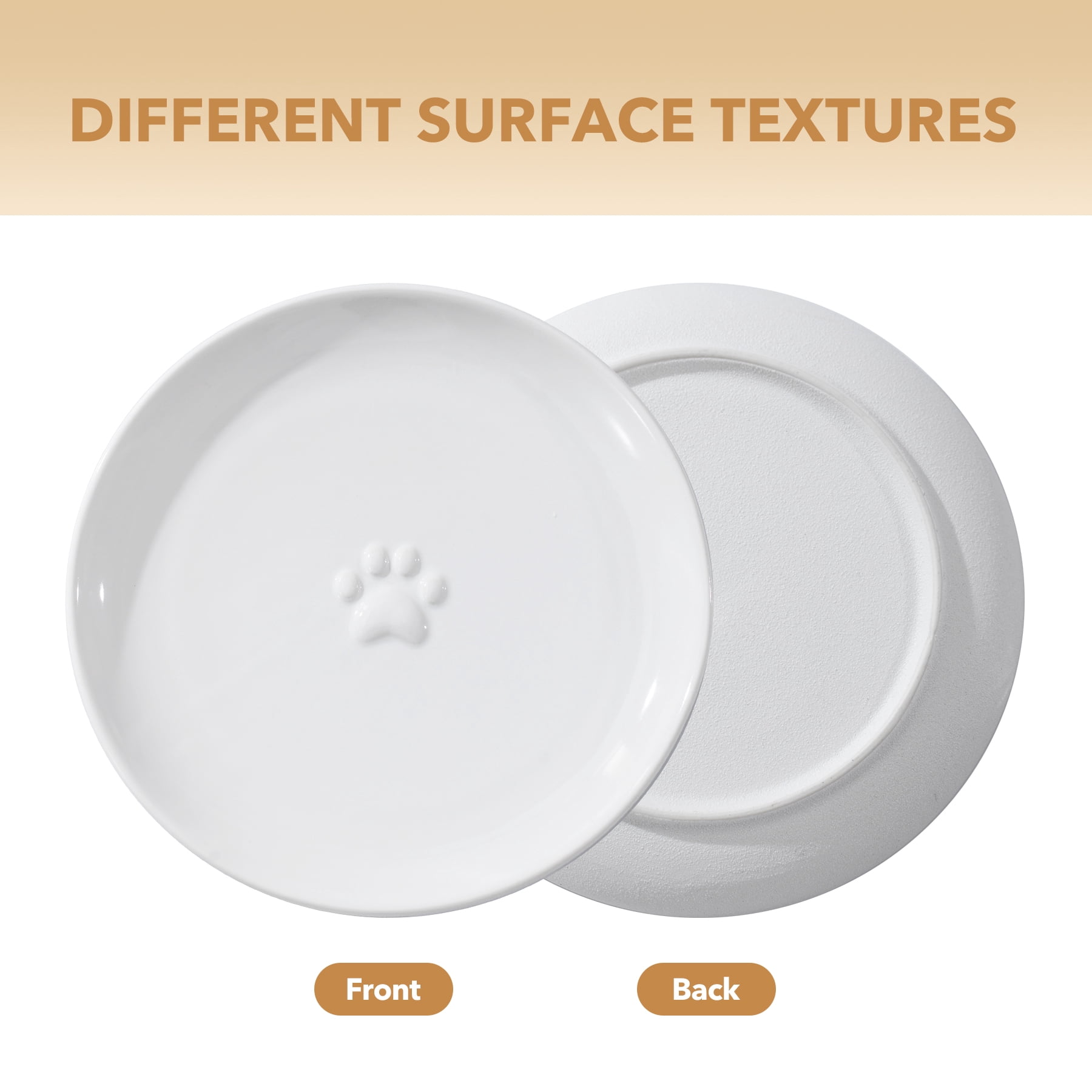 LarqeeWare Ceramic Raised Cat Dishes, Food & Water Bowl with 2 Style Stand Adjustable Raised Pet Bowl Set (2Dish+2Shallow Dish+Stand, White)