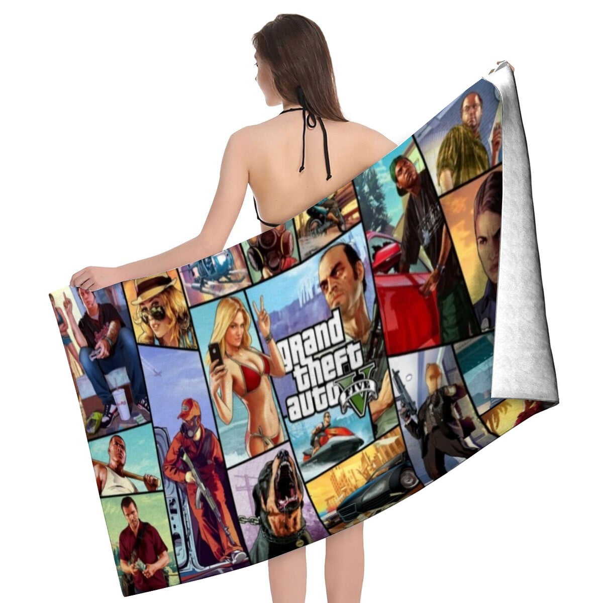 Grand Theft Auto Gra5 Gifts Beach Towel for Women Girl Birthday Inspired Fan Bath Outdoor Music Lover