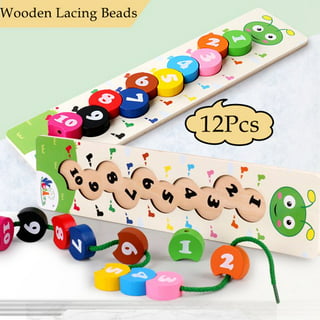 Kids Bead and String Lacing Toy-Set with 30 Wooden Beads, 2 Strings, and  Storage Box, 1 unit - Baker's