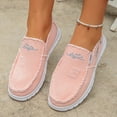 thumbnail image 6 of Women's Canvas Slip-On Loafers with Frayed Edges, Lightweight Comfortable Casual Shoes, Footwear for Everyday Walking and Outdoor Activities Pink 37, 6 of 10