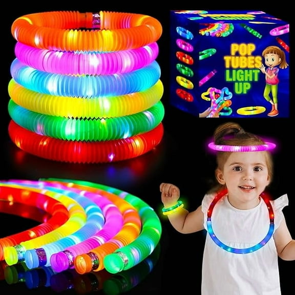 ZLC24 Pcs Halloween Glow Sticks Toys for Kids, LED Light Up Pop Tubes/Bracelet Party Favors for Kids,Glow in The Dark Party Supplies,Birthday Gifts Xmas Stocking Goodie Bags Stuffers for Boys Girls