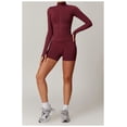 thumbnail image 3 of Top-kevin 2 Piece Seamless Ribbed Workout Sets With Zip Up Jacket High Waisted Gym Yoga Leggings, 3 of 6