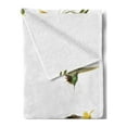 thumbnail image 2 of Hummingbirds Soft Flannel Fleece Blanket, Illustration of Hummingbirds in Motion and at Rest Sunflowers Summer, Cozy Plush for Indoor and Outdoor Use, 50" x 60", Green Yellow Beige, by Ambesonne, 2 of 5