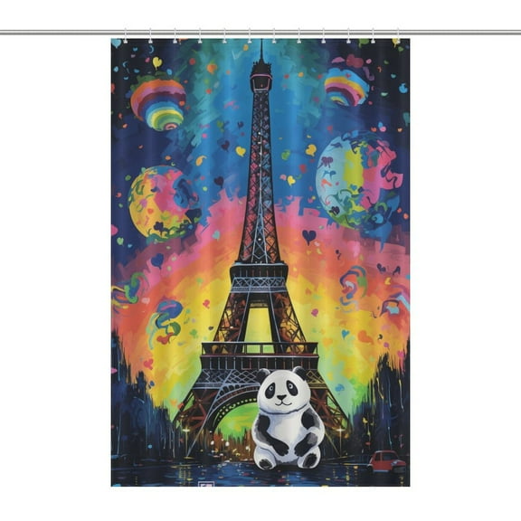 Funny Cute Panda Shower Curtain Modern Home Bathroom Bathtub Decor Waterproof Fabric with 12PCS Hooks