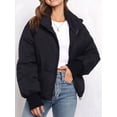 thumbnail image 5 of Women'S Winter Cropped Puffer Jacket Coat Short Warm Quilted Jacket Black XL, 5 of 6