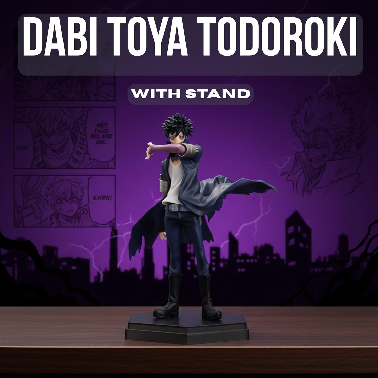 AURUS My Hero Academia Dabi PVC Action Figure, 7.09" Anime Collectible - Multicolor