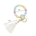 thumbnail image 6 of Ziurtnc Women Silicone Key Ring Bracelet Elastic Beaded Wristlet Metal Keychain Faux Leather Tassel Key Holder Fashion Accessories Birthday Gift, 6 of 8