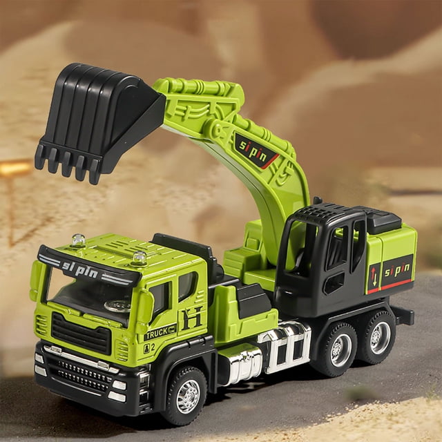 Juego de vehículos de ingeniería de aleación para niños de 3 a 6 años | Excavadora, hormigonera, camión cisterna, grúa y bulldozer | Construcción ABS duradera para un juego imaginativo