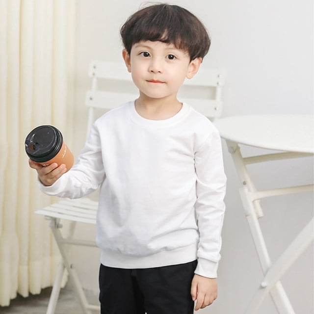 LSLJS Chandail en Molleton pour Bébé Garçon Fille, Couleur Unie, Col Rond, Vêtements Chauds pour Automne Hiver
