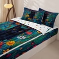thumbnail image 3 of jejeloiu Black Cat Painting Zipper Full Size Comforter Sets with Fitted Sheet and 2 Pillowcases Kids,Multicolor Rustic Floral Zipper Bedding Set For Girls,Reversible,4 Pieces, 3 of 7