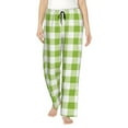 thumbnail image 2 of Picia White Green Plaid Womens Soft Woven Cotton Elastic Waistband Sleep Pajama Pant Lounge Sleep Pant With Pockets And Drawstring-Large, 2 of 9
