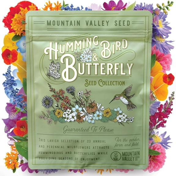 Wildflower Seeds Bulk, 2 Oz. 80,000  Seeds – Butterfly & Hummingbird Mix with 23 Non-GMO Varieties – Pollinator Flower Seed for Planting