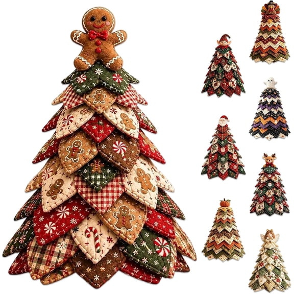 DIY Quilted Christmas Tree Kit, 3D Fabric Patchwork Sewing Craft Set(#08)