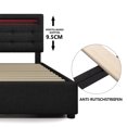 thumbnail image 5 of Estructura de cama con iluminación LED y 2 cajones, cama individual cama tapizada 90x200cm, cabecero regulable en altura, somier de listones de madera, negro (sin colchón) esquí esquí Gafas de esquí, 5 of 5