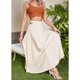 thumbnail image 4 of Gibobby faldas para mujer invierno Falda larga de media falda de color sólido ahuecada de cintura alta para mujer(Beige, L), 4 of 5