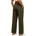thumbnail image 5 of Oiangi Women's Dress Pants High Waisted Work Trousers Loose Fit Casual Business Slacks with Pockets for Fall Army Green S, 5 of 7