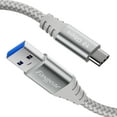 thumbnail image 1 of Fasgear USB C Cable 4.9ft - USB A to Type C 3.2 Gen 2 Cord Braided 10Gbps Android Auto Type C Data Cable 3A Fast Charge Compatible for USB-C Portable SSD Galaxy S23 PS5 Controller Switch (1.5m, Grey), 1 of 7