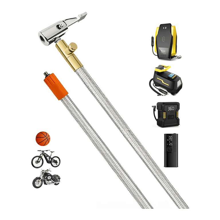 Extended Portable Air Compressor Tire Inflator Replacement Hose
