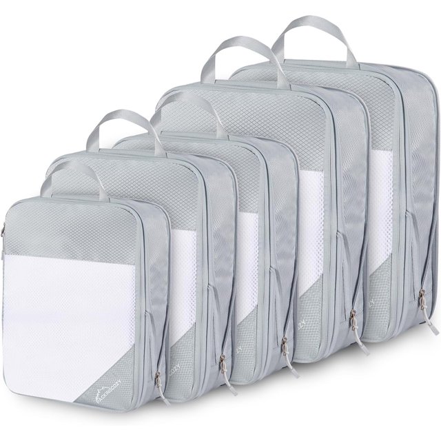 GFDYREE Compression Packing Cubes for Travel, 5 Set Packing Cubes Travel Essentials, Compressible Packing Cubes Organizers for Carry On Suitcases