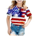 thumbnail image 4 of Uuszgmr Boys Girls Sweatshirt Cute Summer Toddler Short Sleeve 4Th Of July Prints Independence Day Tops Clothes Essential For Daily Wear 8-9 Years Sky Blue, 4 of 4