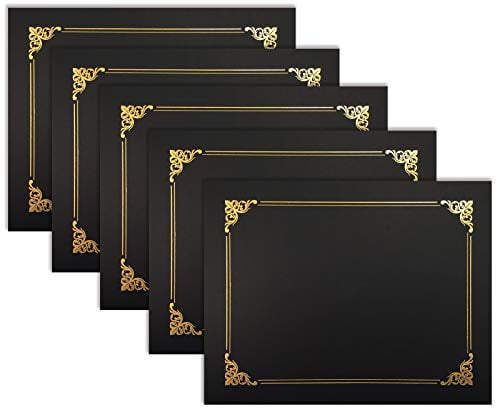 SEWACC 5pcs Certificate Holders Gold Stamping Document Covers Practical Diploma Holders Certificate Paper Shells for Certificates Cardstock Document Papers Use Black