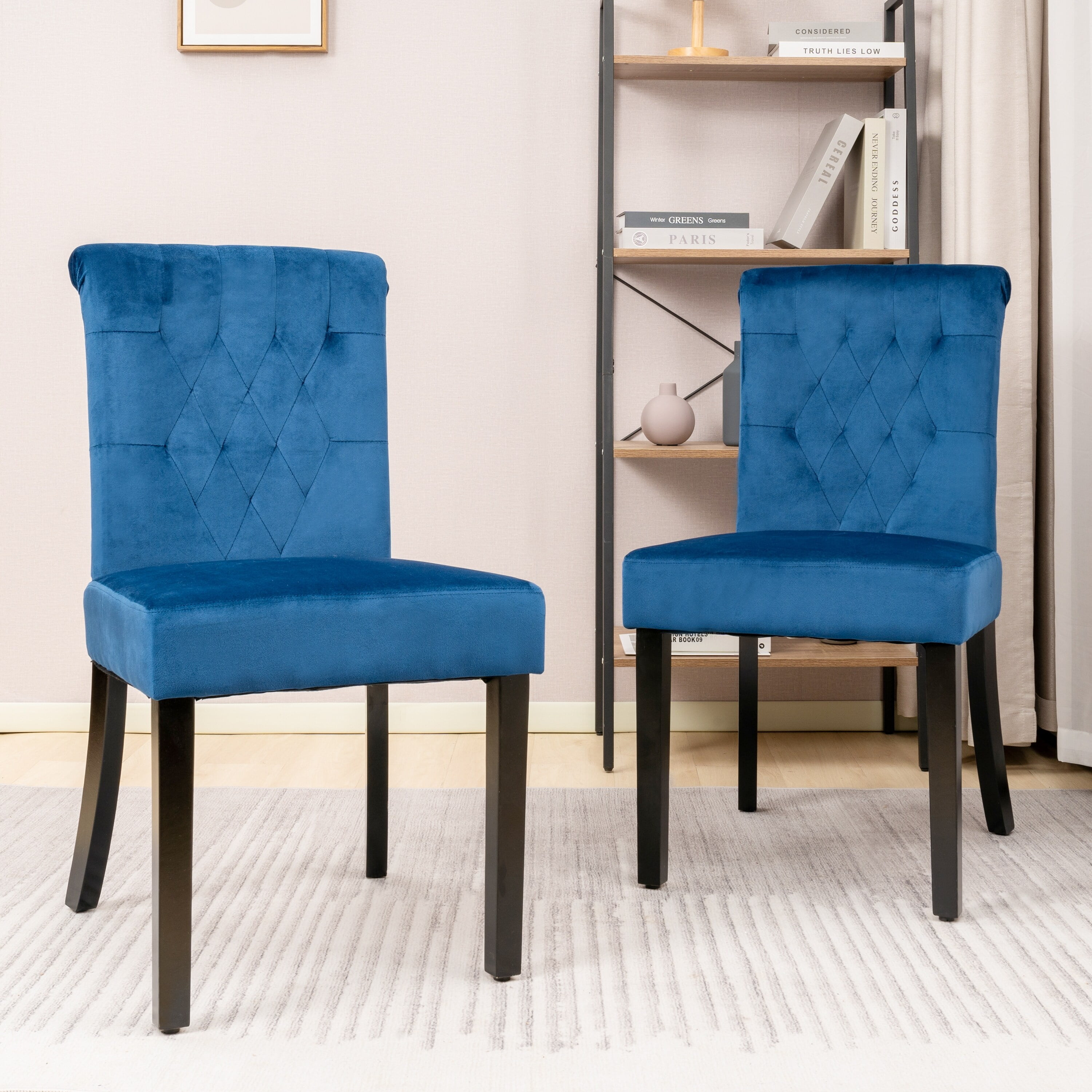 Classic Upholstered Side Chairs Accent Velvet Tufted Dining Chairs (Set