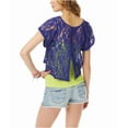 thumbnail image 2 of Aeropostale Womens Sheer Cropped Lace Basic T-Shirt, Blue, Juniors, Small, 2 of 2