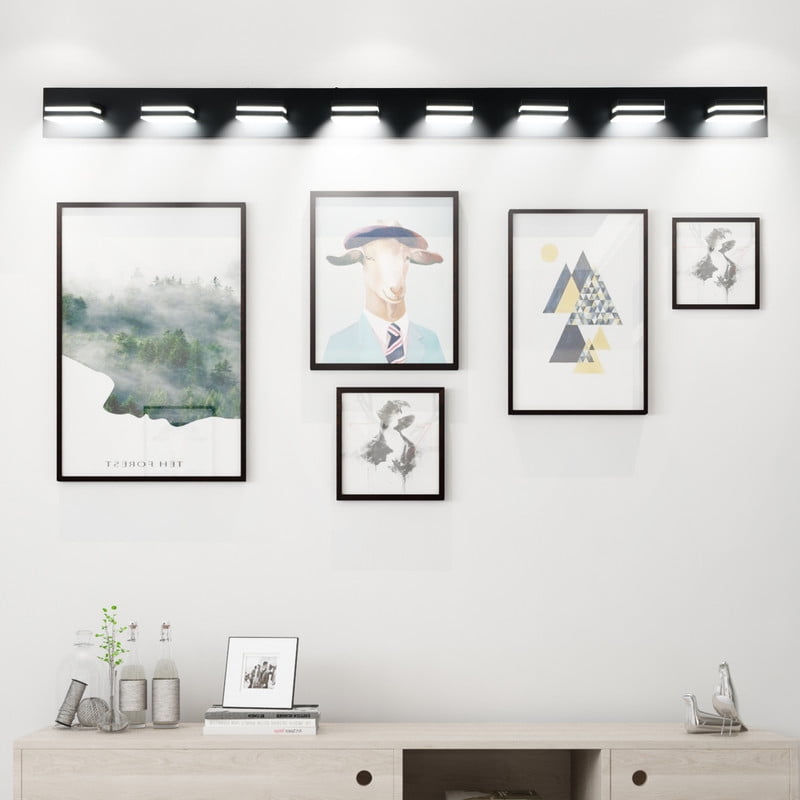 63" Modern Black LED Vanity Light - 8-Light Wall Sconce for Bathroom Mirror, Sleek Minimalist Design with Energy-Efficient Built-in LEDs