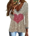 thumbnail image 4 of Hfyihgf Womens Tops Dressy to Wear with Leggings Sequins Trim V Neck Glitter Printed Graphic Elegant Long Sleeve T-Shirts Blouses(Pink,S), 4 of 5