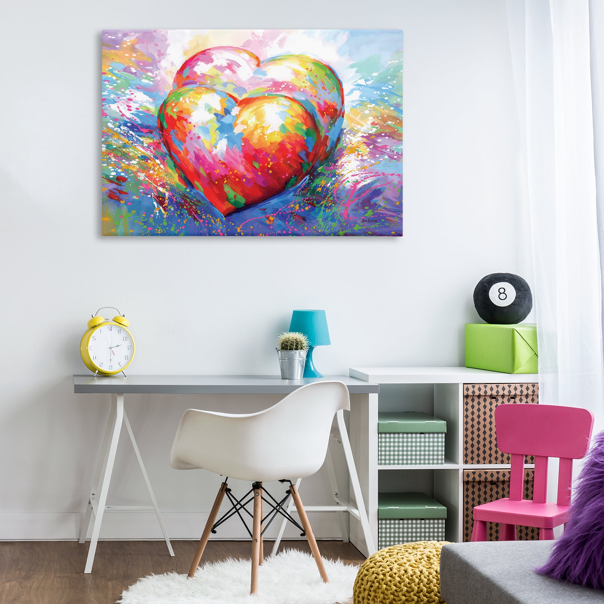 Stupell Industries Forever In My Heart Abstraction Abstract Painting Gallery Wrapped Canvas Art Print Wall Art, 45 x 30