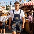thumbnail image 2 of BOOMNY Oktoberfest Mens Short Bib Overalls Wide Leg Short Jumpsuits for Men Loose Fit Elastic Waist Drawstring Embroidery Casual Shortalls With Pocket, 2 of 4
