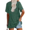 thumbnail image 5 of Short Sleeved Women V-Neck Solid Color Loose T-Shirt Tops, 5 of 5