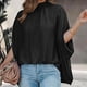 thumbnail image 4 of Camiseta Holgada de Media Manga con Cuello Alto Pamolo Color Negro para Mujer de Verano, 4 of 6