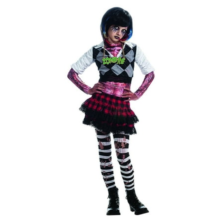 Rubies Girls Zombie Punk Rocker Dress-Up 2 Piece Costume, Shirt w/ Attached Top and Skirt, Multicolored