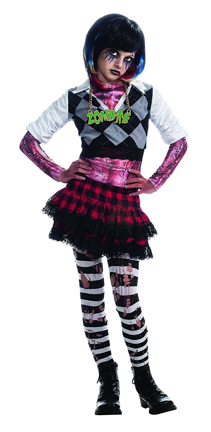 Rubies Girls Zombie Punk Rocker Dress Up 2 Piece Costume Shirt W 