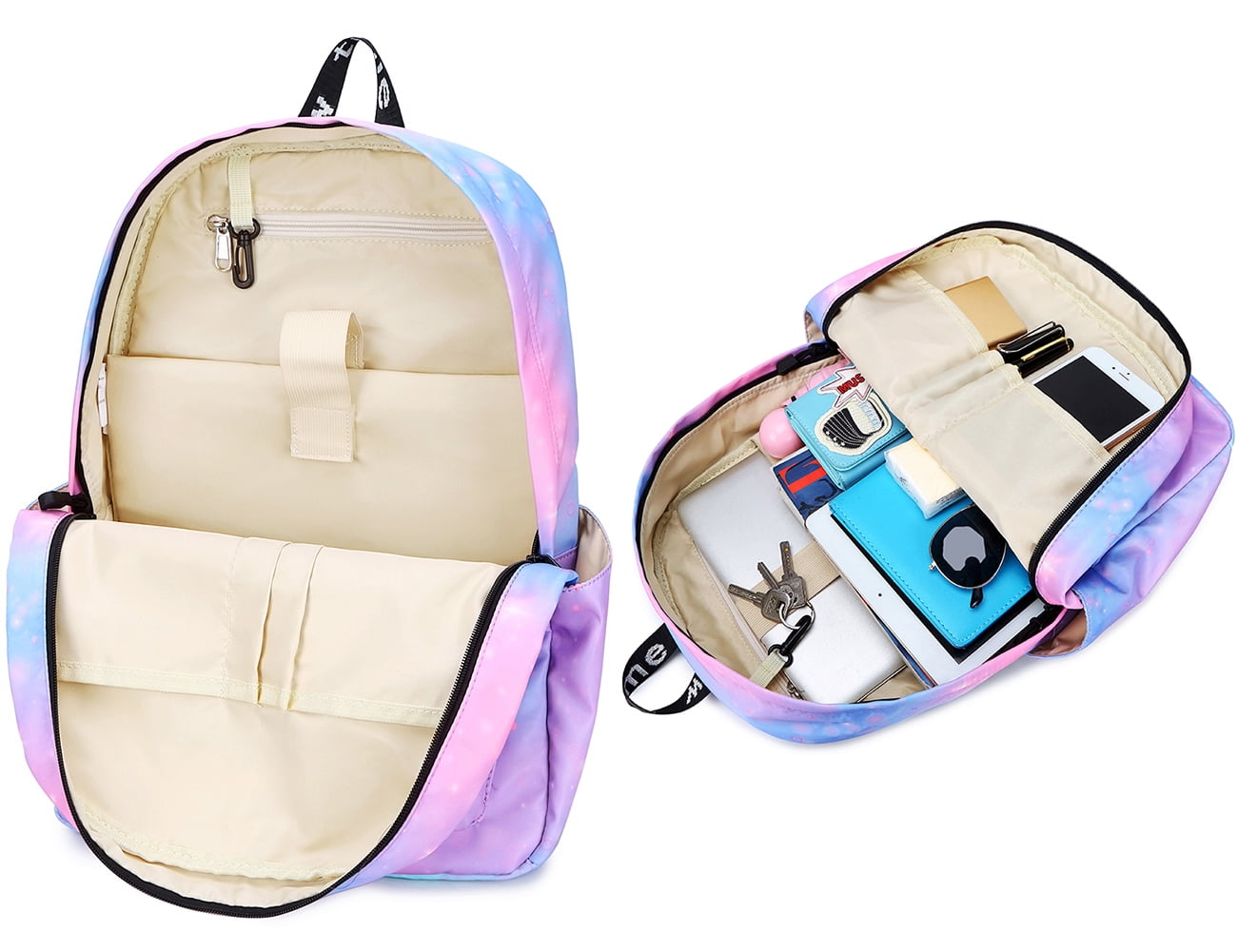 Mygreen Galaxy Backpack for Girls, Boys, Kids, Teens, 14 inch Durable Book Bags for Elementary, Middle, Junior High School Students, A Gift That Gives Back Green Purple