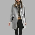 thumbnail image 2 of Women's Long Wool Blend Coat Classic Front Zip Casual Winter Jacket for Plus Size Warm Outerwear, 2 of 2