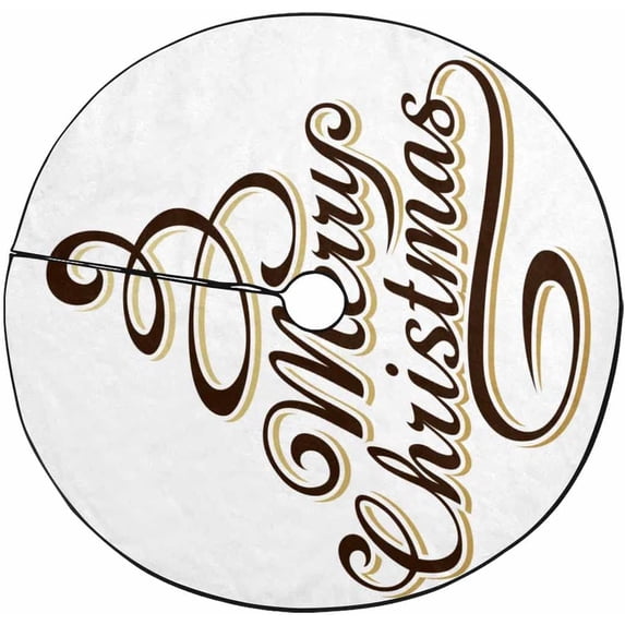 FMSHPON Merry Christmas Typography Xmas Christmas Tree Skirt Stand Mat for Holiday Party Decoration Indoor Outdoor 48 inches