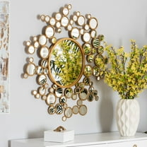 Baxton Studio Castiel Modern Glam and Luxe Antique Goldleaf Metal Bubble Accent Wall Mirror