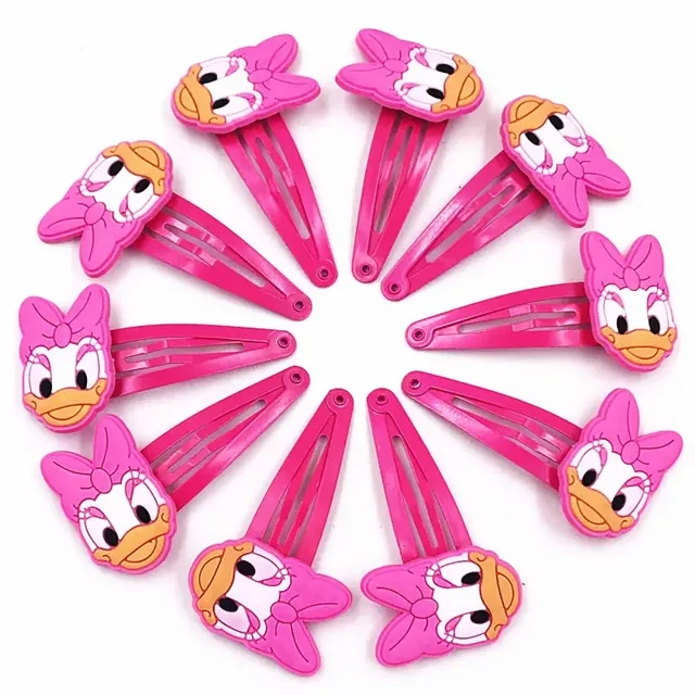Horquillas de dibujos animados de Disney para niña, 10 piezas, Mickey, Minnie, Bowknot, punto de onda, PVC, accesorios para el cabello, pasador, pinza para el pelo, regalo