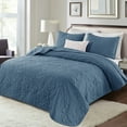 thumbnail image 3 of Exclusivo Mezcla Queen Quilt Bedding Set, Lightweight Vintage Queen Size Quilts with Pillow Shams, Soft Bedspreads Coverlets for All Seasons (96"x90", Bluish Grey), 3 of 8