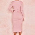 thumbnail image 3 of WILLBEST Dress for Party Women Women's Deep V Neck Ruffle Trim Pleated Solid Color Evening Gown, 3 of 5