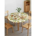 thumbnail image 2 of Round Fitted Tablecloth Elastic Edged Table Cover,Summer Farmhouse Lemon on Vintage Stamp Waterproof Wipeable Table Cloths for Kitchen Dining Party Fit up 36"-44" Tables,Rustic Fruit Theme, 2 of 6