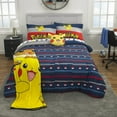 Pokemon Kids Full Bed in a Bag, Gaming Bedding, Comforter and Sheets, Blue and Grey