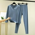 thumbnail image 2 of Tnhcen Women's Cozy Fleece Pajama Set, Thermal V - Neck Long Sleeve, Plus Size 3XL, Sleepwear, Soft Polyester Material, Relaxed Fit Loungewear, 2 of 5